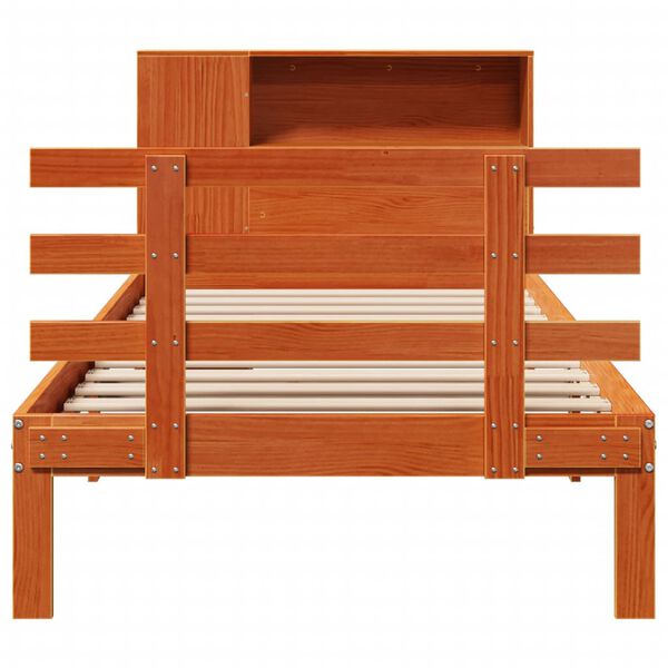 vidaXL Bed met boekenkast zonder matras grenenhout wasbruin 100x200 cm