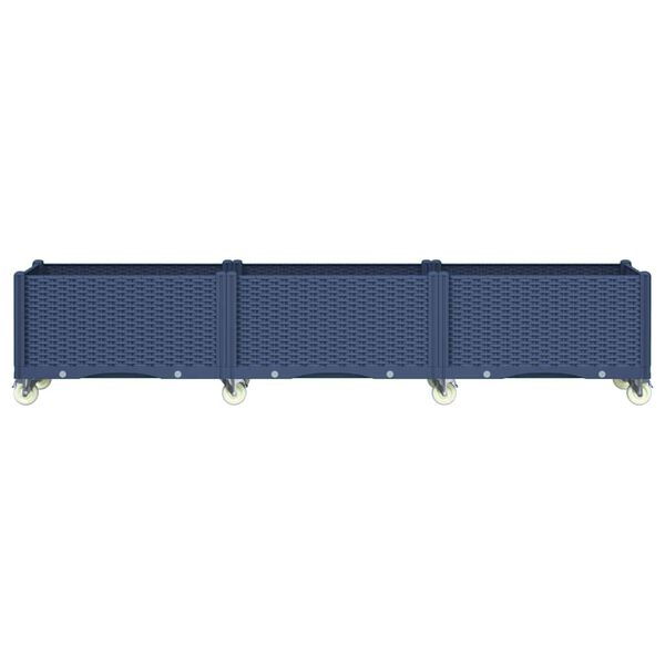 vidaXL Plantenbak met wielen 240x50x54 cm polypropeen blauwgrijs