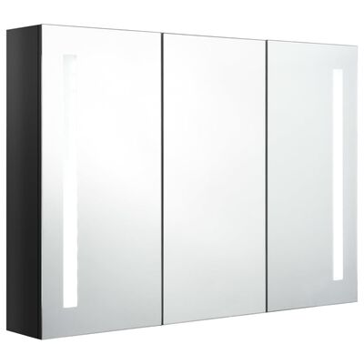 vidaXL Badkamerkast met spiegel en LED 89x14x62 cm glanzend zwart