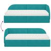 vidaXL Hoekbedframe met Matras met hoofdeinde 2 pcs Turquoise Fluweel