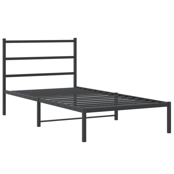 vidaXL Bedframe met hoofdbord metaal zwart 107x203 cm