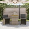 vidaXL 3-delige Bistroset met kussens poly rattan grijs