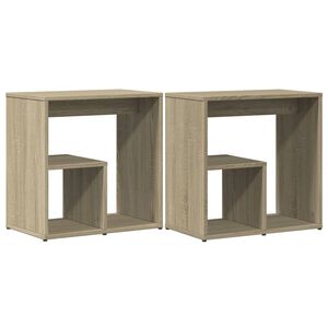 vidaXL Bijzettafels 2 st 50x30x50 cm bewerkt hout sonoma eikenkleurig