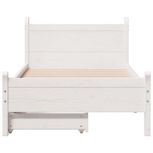 vidaXL Bedframe zonder matras massief grenenhout wit 75x190 cm