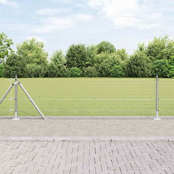 vidaXL Afrasteringspaal Zilver 50 x 0,6 m (16 x 16 mm gaas) Staal