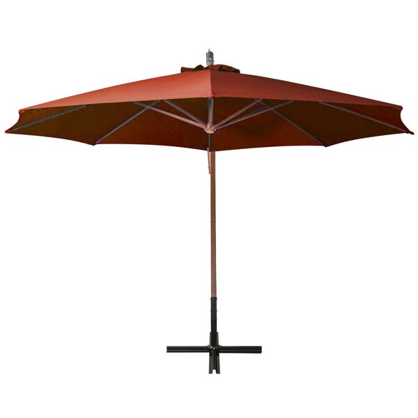 vidaXL Zweefparasol met paal 3,5x2,9 m massief vurenhout terracotta