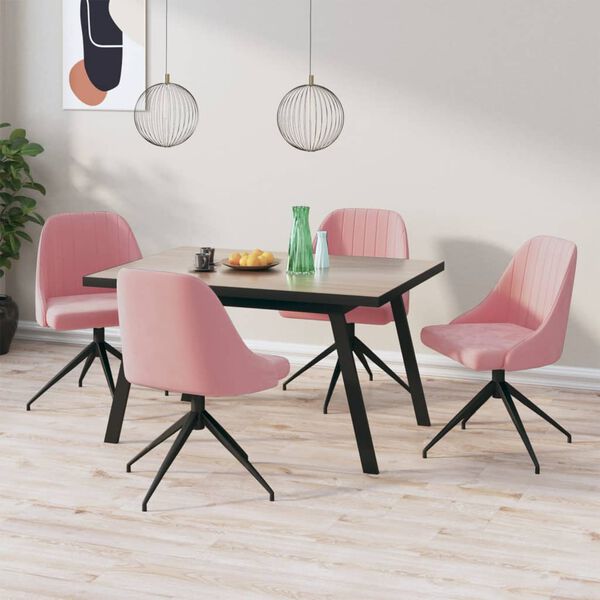 vidaXL Eetkamerstoelen 4 st fluweel roze