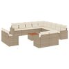 vidaXL 14-delige Loungeset met kussens poly rattan beige