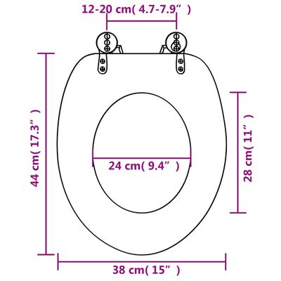 vidaXL Toiletbril met deksel diepzee MDF