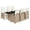 vidaXL 7-delige Bistroset met kussens poly rattan bruin