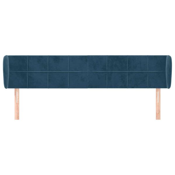 vidaXL Hoofdbord met randen 183x23x78/88 cm fluweel donkerblauw
