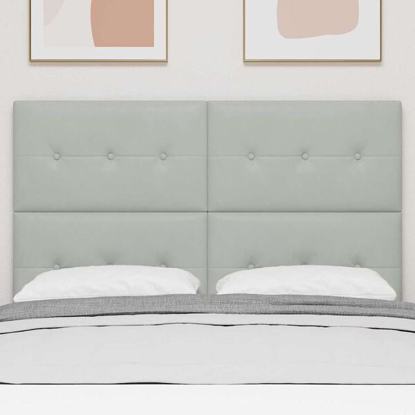 vidaXL LED Hoofdbord met LED-striplichten Lichtgrijs 160 cm Polyester