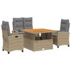 vidaXL 4-delige Tuinset met kussens poly rattan beige