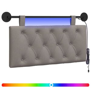 vidaXL Hangend hoofdbord Met LED-verlichting Taupe Stof