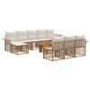 vidaXL Tuinbankenset 11 st Natuurlijk en Cr&egrave;me Wit poly rattan