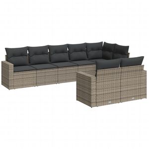 vidaXL 8-delige Loungeset met kussens poly rattan grijs