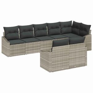 vidaXL Tuinbankenset 8 st Lichtgrijs poly rattan
