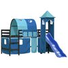 vidaXL Kinderhoogslaper met toren 90x190 cm massief grenenhout blauw
