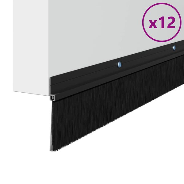 vidaXL Schroefbare Deurborstelafsluitingen 12 pcs Zwart 100 cm