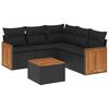 vidaXL 6-delige Loungeset met kussens poly rattan zwart