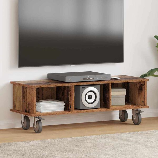 vidaXL TV-standaard Oudhout 100 x 35 x 35 cm Bewerkt hout