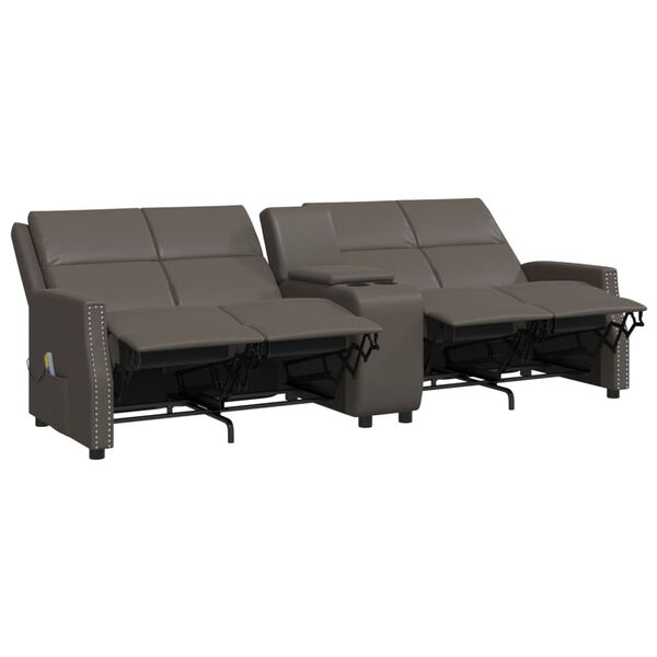 vidaXL Massagestoel 4-zits verstelbaar kunstleer grijs