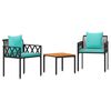 vidaXL tuinmeubelset 3 pcs Zwart en Turquoise poly rattan