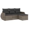 vidaXL 4-delige Loungeset met kussens poly rattan grijs