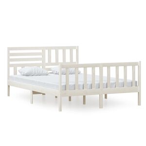 vidaXL Bedframe massief hout wit 140x200 cm
