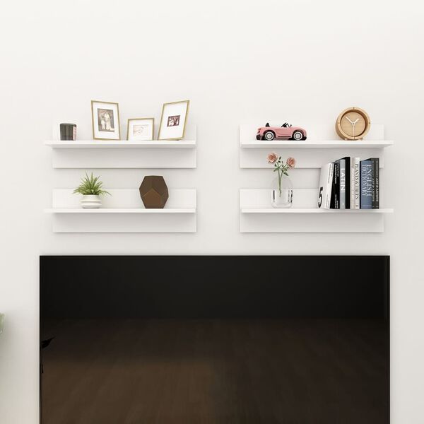 vidaXL Wandschappen 4 st 60x11,5x18 cm bewerkt hout wit
