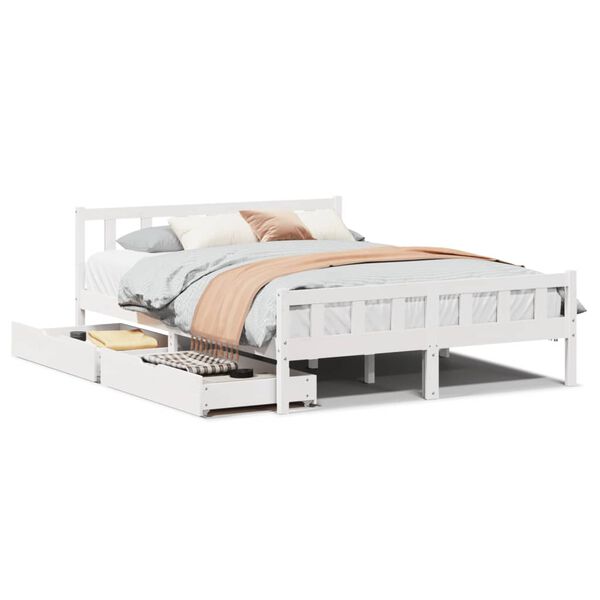 vidaXL Bedframe zonder matras massief grenenhout wit 160x200 cm