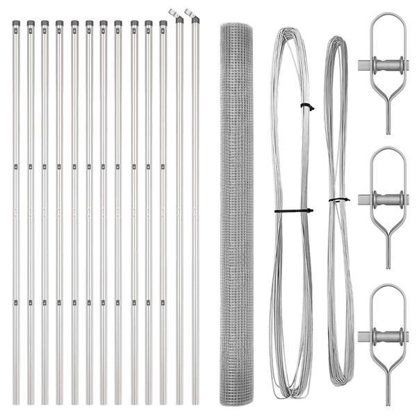 vidaXL Afrasteringspaal Zilver 25 x 1,5 m (25 x 25 mm gaas) Staal