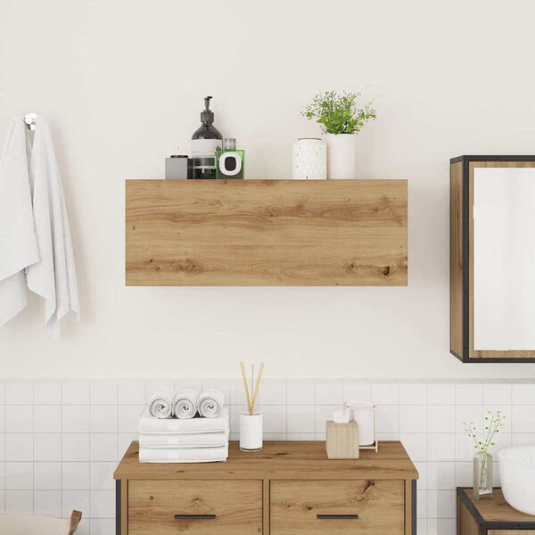 vidaXL Badkamerwandkast 80x25x30 cm bewerkt hout artisanaal eikenkleur