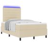 vidaXL Boxspring bed met matras met LED Cr&egrave;me 120 x 190 cm Stof