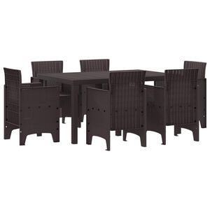 vidaXL Tuin Eetset 7 st Bruin Polt riet