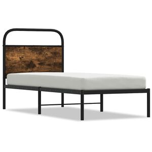 vidaXL Bedframe zonder matras bewerkt hout gerookt eiken 75x190 cm