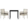 vidaXL Tuin eettafelset met kussen 3 pcs Lichtgrijs poly rattan
