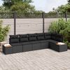 vidaXL Tuinbankenset met kussen met opslag 6 pcs Zwart Polyrattan