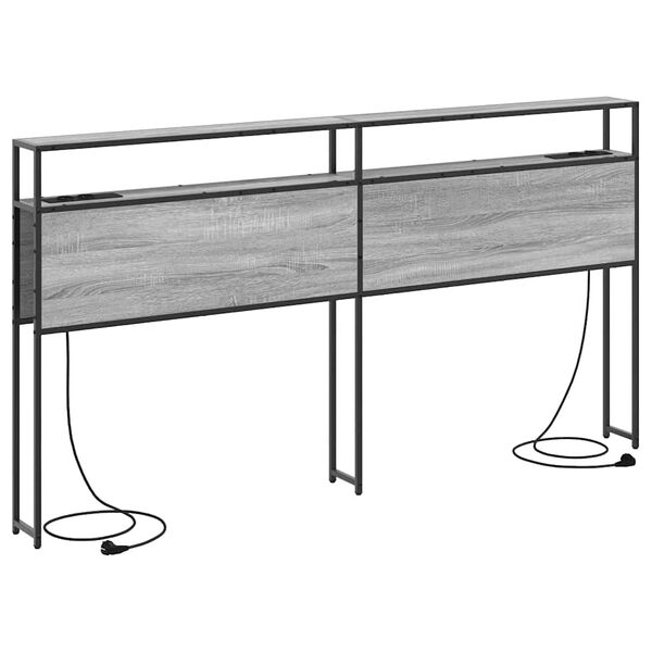 vidaXL Opberghoofdbord met plank Grijs sonoma 180 cm Bewerkt hout