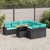 vidaXL 9-delige Loungeset met kussens poly rattan zwart