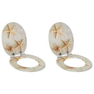 vidaXL Toiletbrillen 2 st met soft-close deksels MDF zeesterontwerp