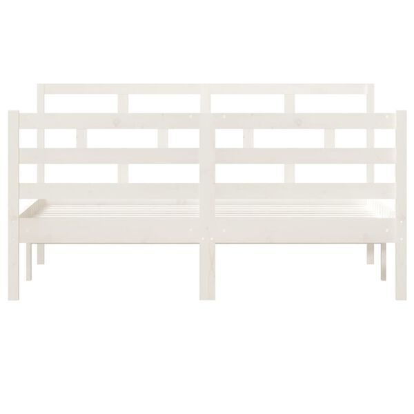 vidaXL Bedframe massief grenenhout wit 140x190 cm
