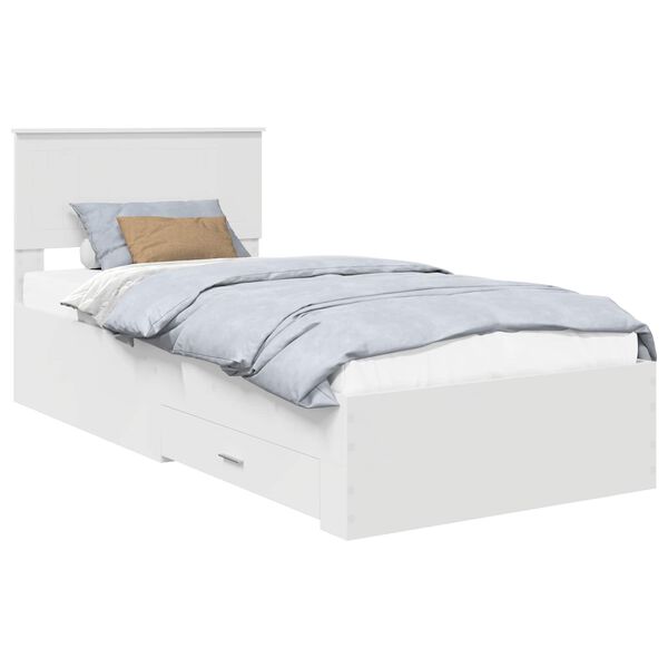 vidaXL Bedframe met hoofdeinde met lade Wit 90 x 190 cm Bewerkt hout