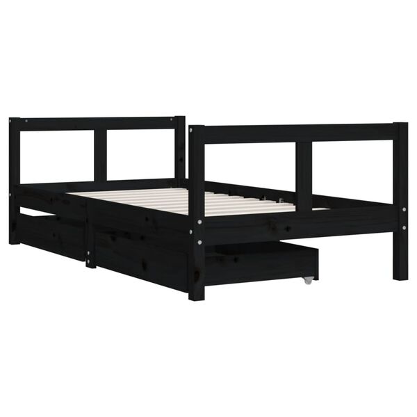 vidaXL Kinderbedframe met lades 80x160 cm massief grenenhout zwart