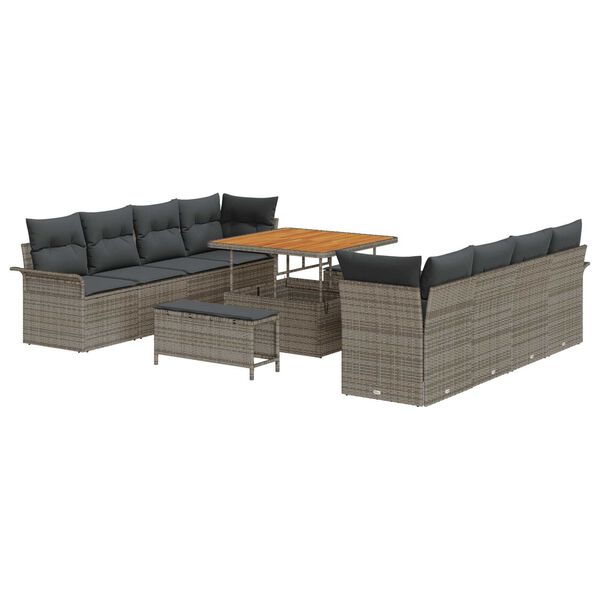 vidaXL Tuin Sofa Set met kussen met opslag met kussen 11 pcs Grijs