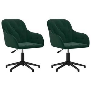 vidaXL Eetkamerstoelen draaibaar 2 st fluweel donkergroen