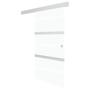vidaXL Schuifdeur 76x212 cm ESG-glas en aluminium zilverkleurig