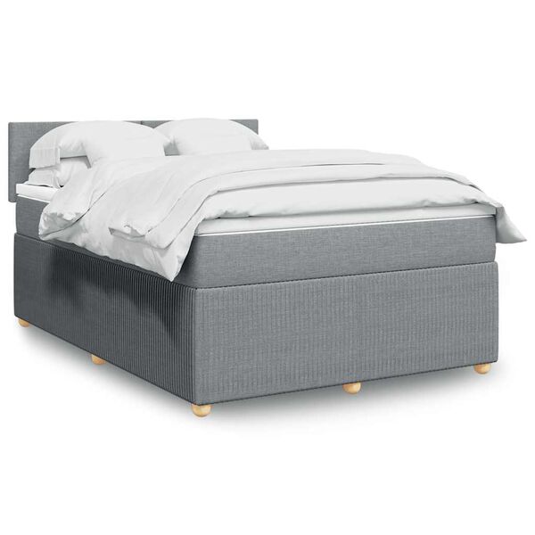 vidaXL Boxspring met matras stof lichtgrijs 140x200 cm
