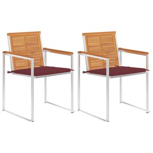 vidaXL Tuinstoelen 2 st met kussens massief acaciahout en staal