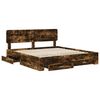 vidaXL Bedframe met hoofdeinde Gerookt eiken 200 x 200 cm Bewerkt hout